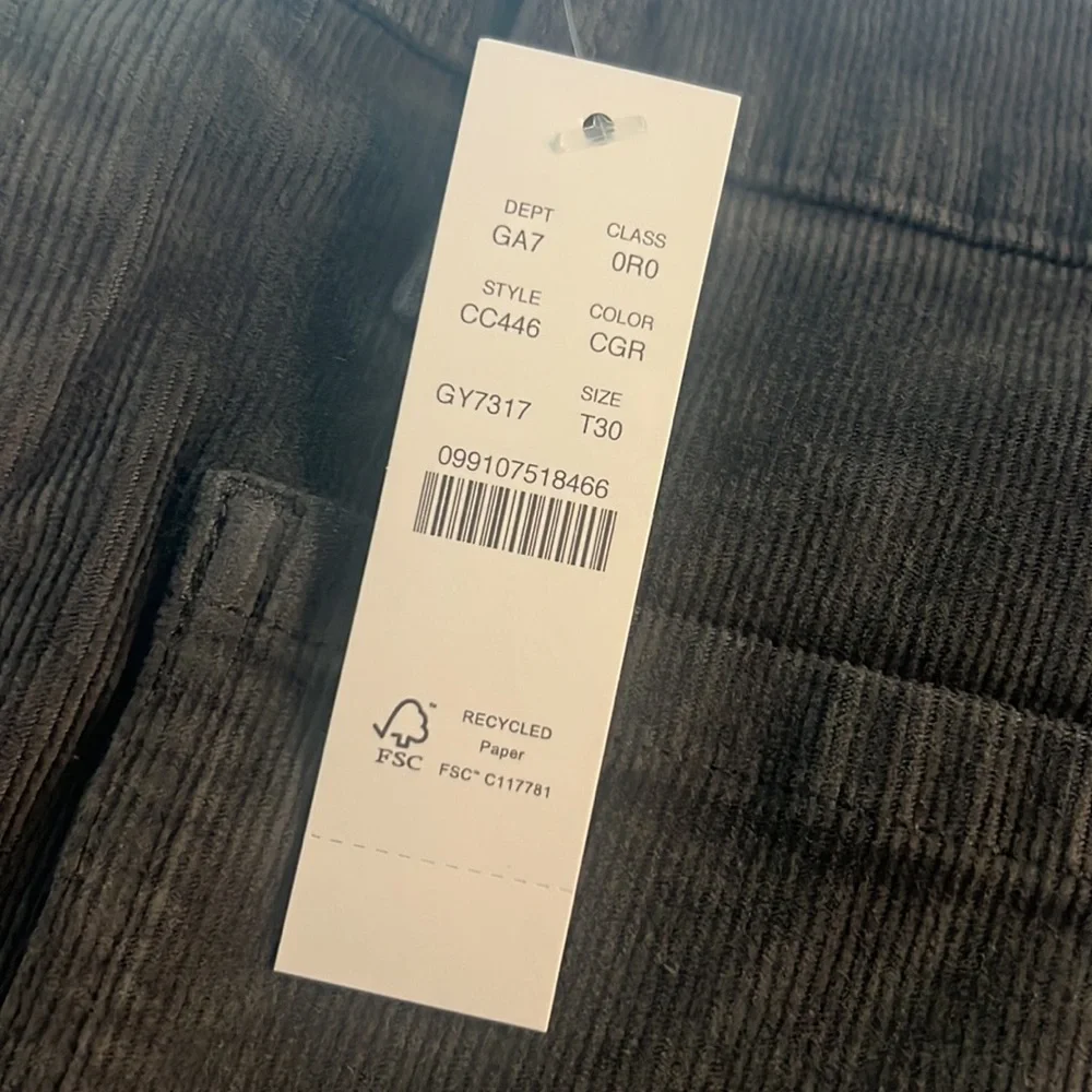 NWT JCREW Sailor slim-wide pant in stretch corduroy Size T30 Color Coal Grey - Picture 8 of 8